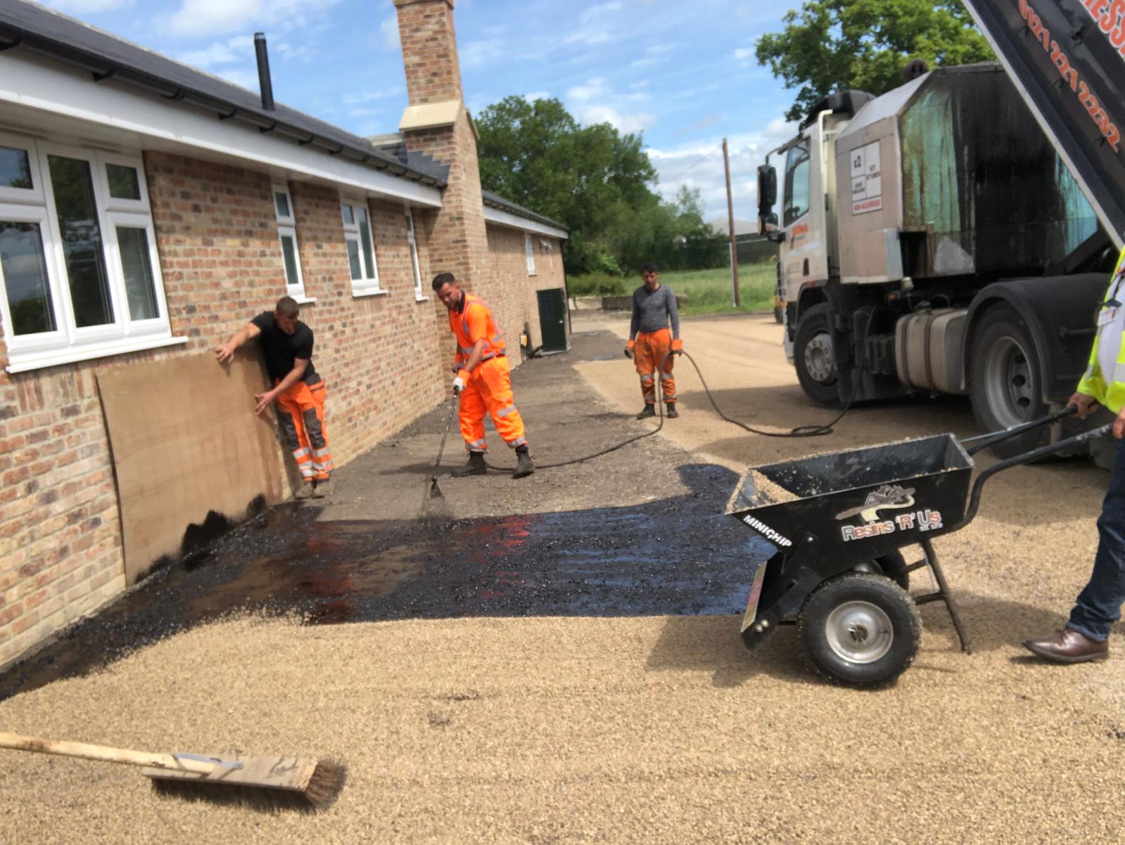 Surface dressing crew at work